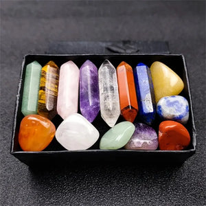 Kit 14 Pedras de Cristal Quartzo para Cura dos Chakras, Meditação e Decoração