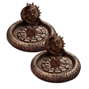 Incensário Porta Incenso em Resina Sol e Lua